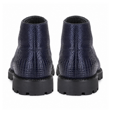 Navy Lizard & Stingray Ankle Boots by Los Altos
