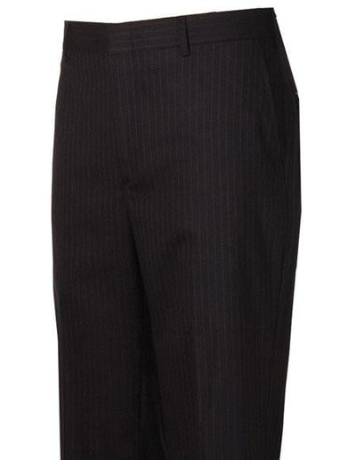 Men's Flat Front Style Navy Striped Pattern Wool Atticus Classic Fit Pant unhemmed unfinished bottom