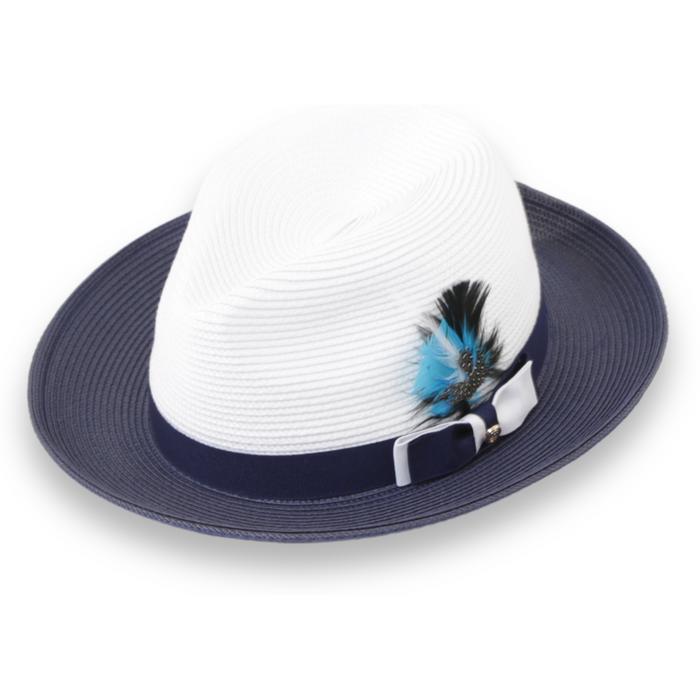 Tapa Two-Tone Navy and White Fedora – Men’s Crushable Straw Dress Hat