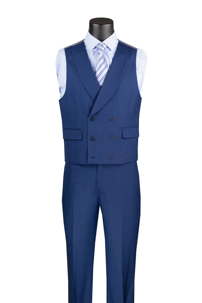 Navy Modern Fit 3-Piece Suit with Lapel Vest