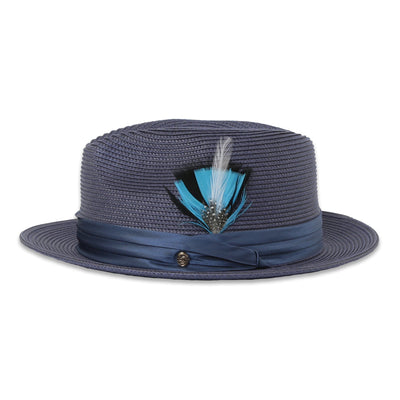Tapa Crushable Straw Fedora Hat in Navy