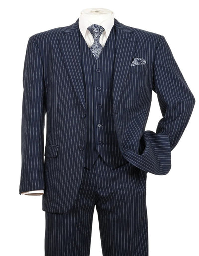 1920s Navy Bold Pinstripe Suit for Men