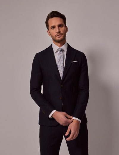 Navy Slim Linen Suit for Beach Weddings