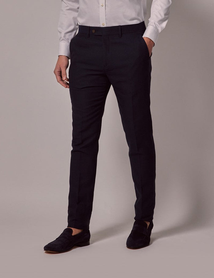 Navy Slim Linen Suit for Beach Weddings