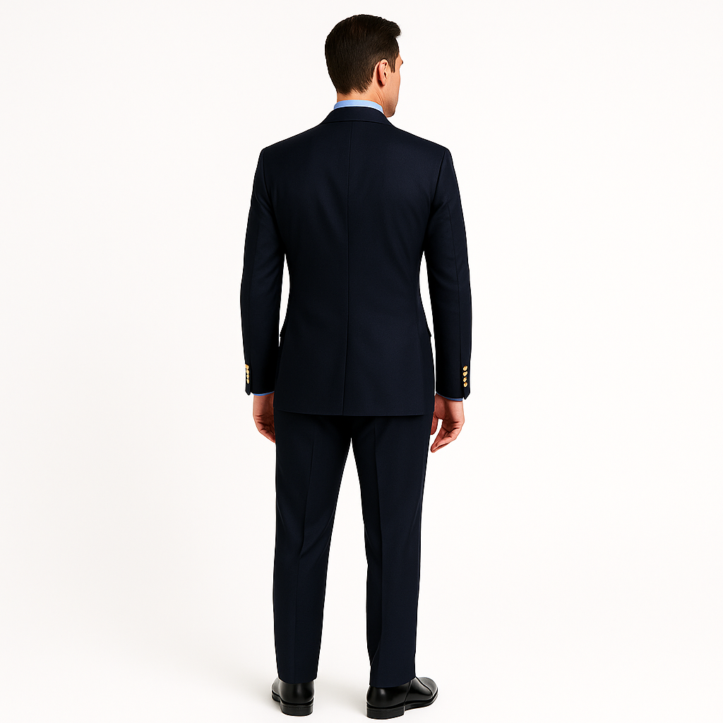 Men's Double Breasted Blazer with Gold Buttons Navy Blue Sport Coat 38 Short