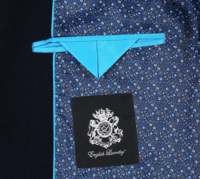 Navy Slim Fit Wool Blend Overcoat