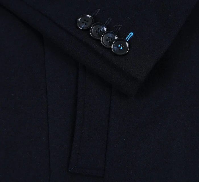 Navy Slim Fit Wool Blend Overcoat