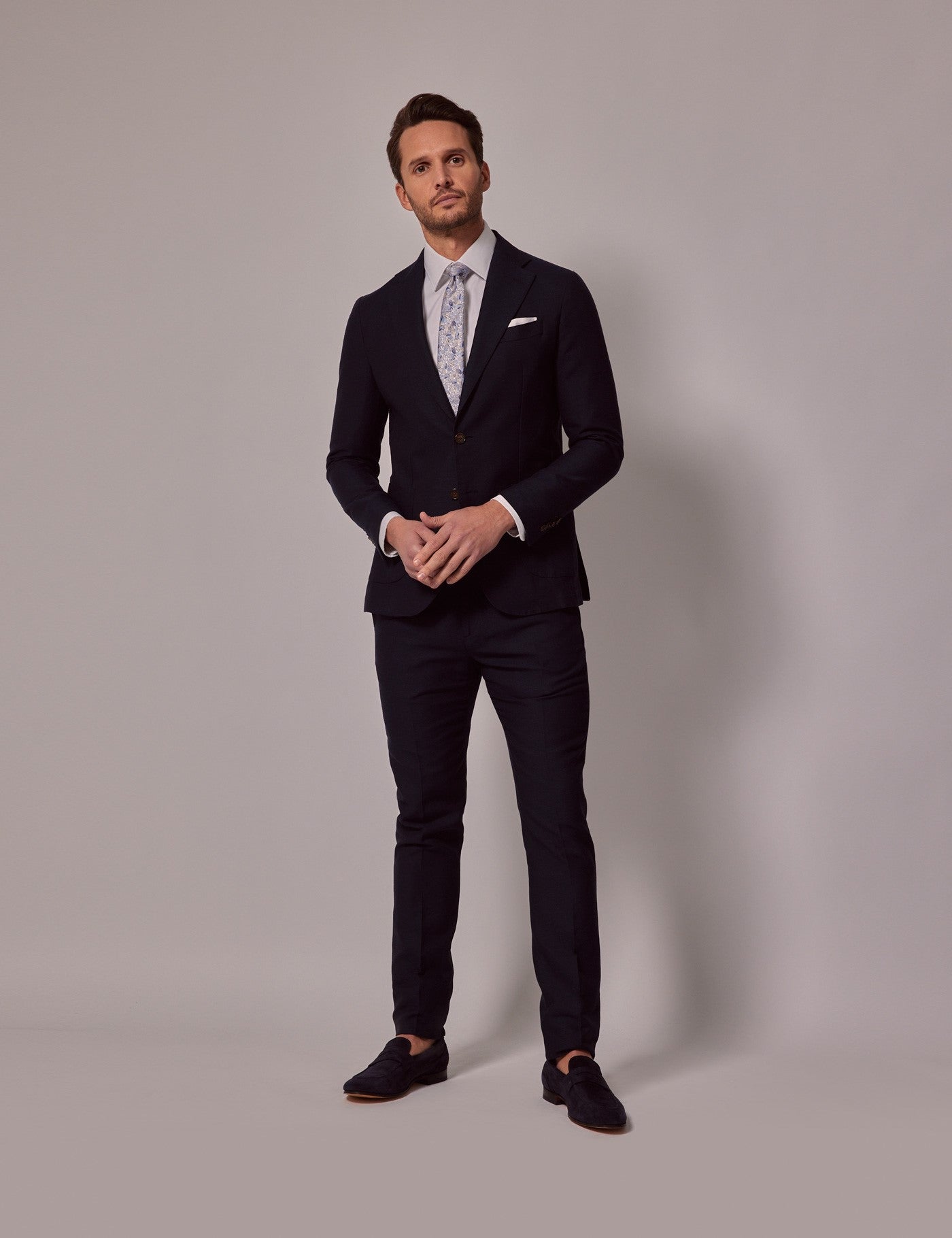 Navy Slim Linen Suit for Beach Weddings