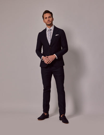 Navy Slim Linen Suit for Beach Weddings