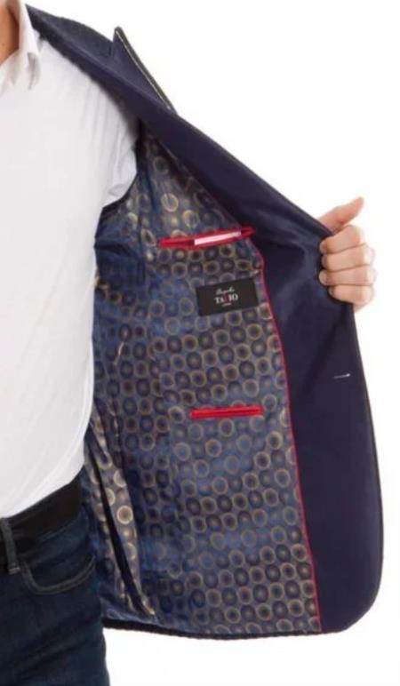 Navy Blue and Gold Trim Tuxedo Jacket