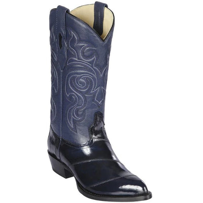 Los Altos Navy Blue Eel-Skin Cowboy Boots