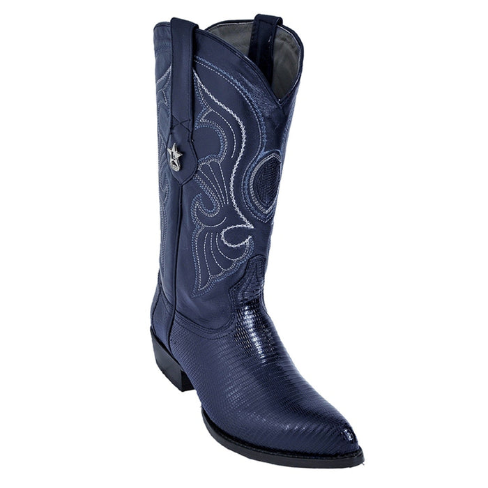 Men's Navy Teju Lizard J-Toe Boots by Los Altos