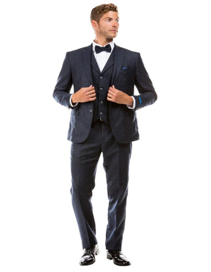 Vintage Navy Tweed Vested Suit