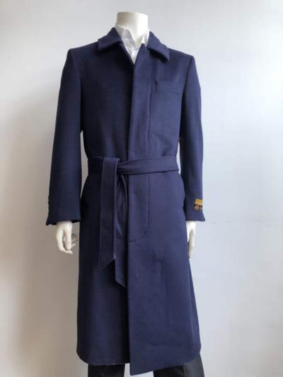 Aero Black Wool Blend Full Length Men's Overcoat