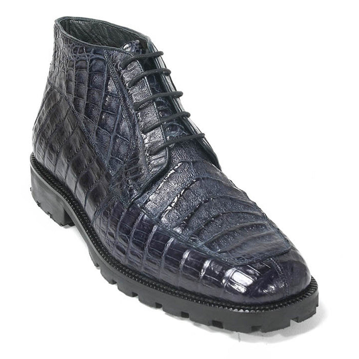 Navy Caiman Crocodile Ankle Boot by Los Altos