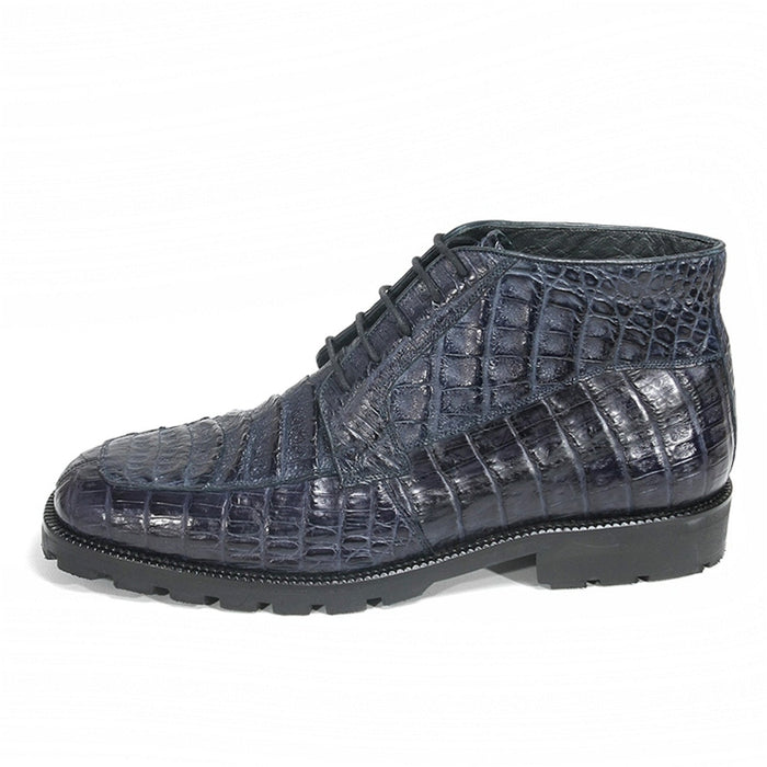 Navy Caiman Crocodile Ankle Boot by Los Altos