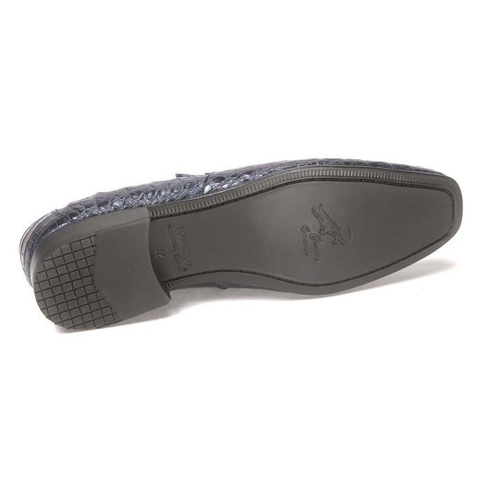 Navy Caiman Crocodile Belly Slip-On Loafers