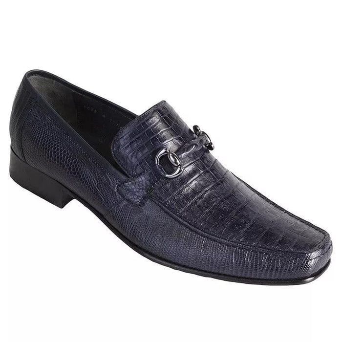 Navy Caiman Belly & Lizard Dress Slip On