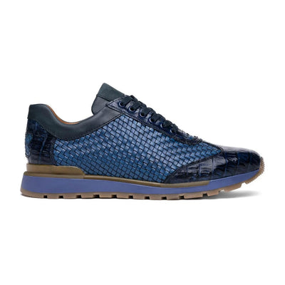 Marco Di Milano Roma Navy Caiman Crocodile Sneakers