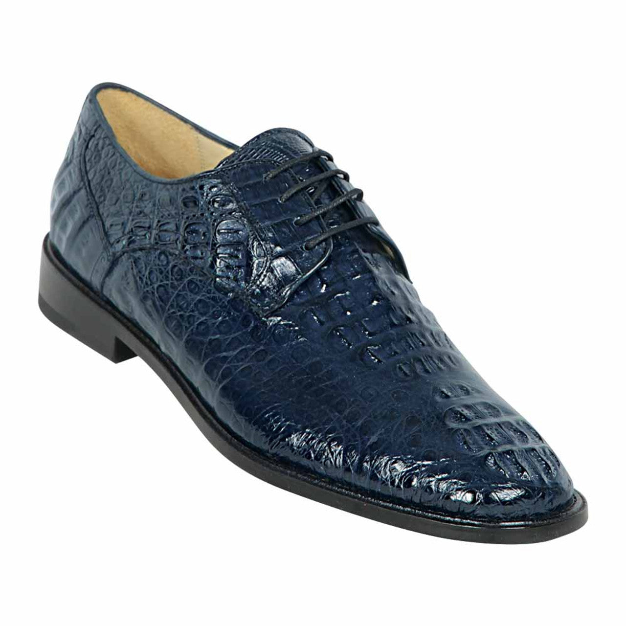 Caiman Hornback Plain Toe Navy Dress Shoes