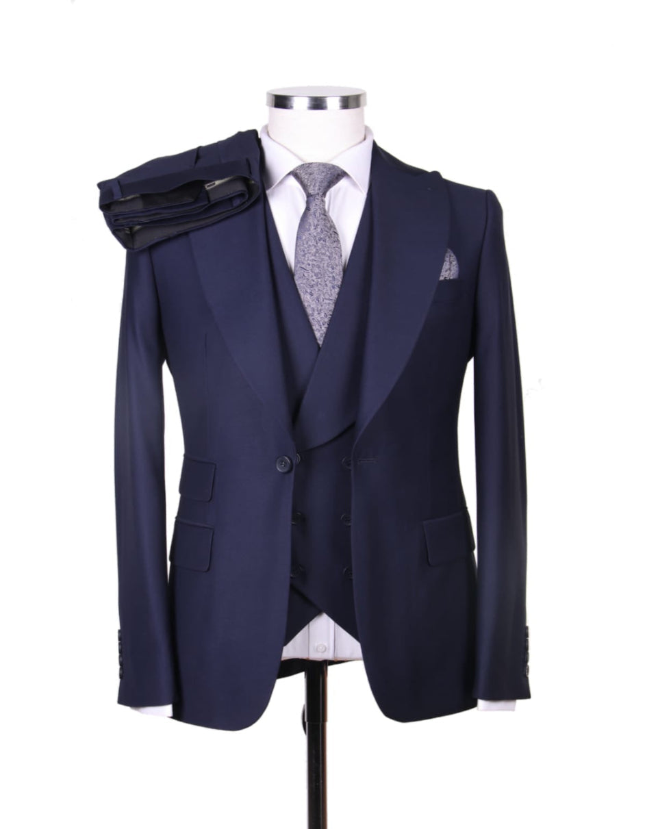 Navy Double Breasted Gatsby Suit with Vest