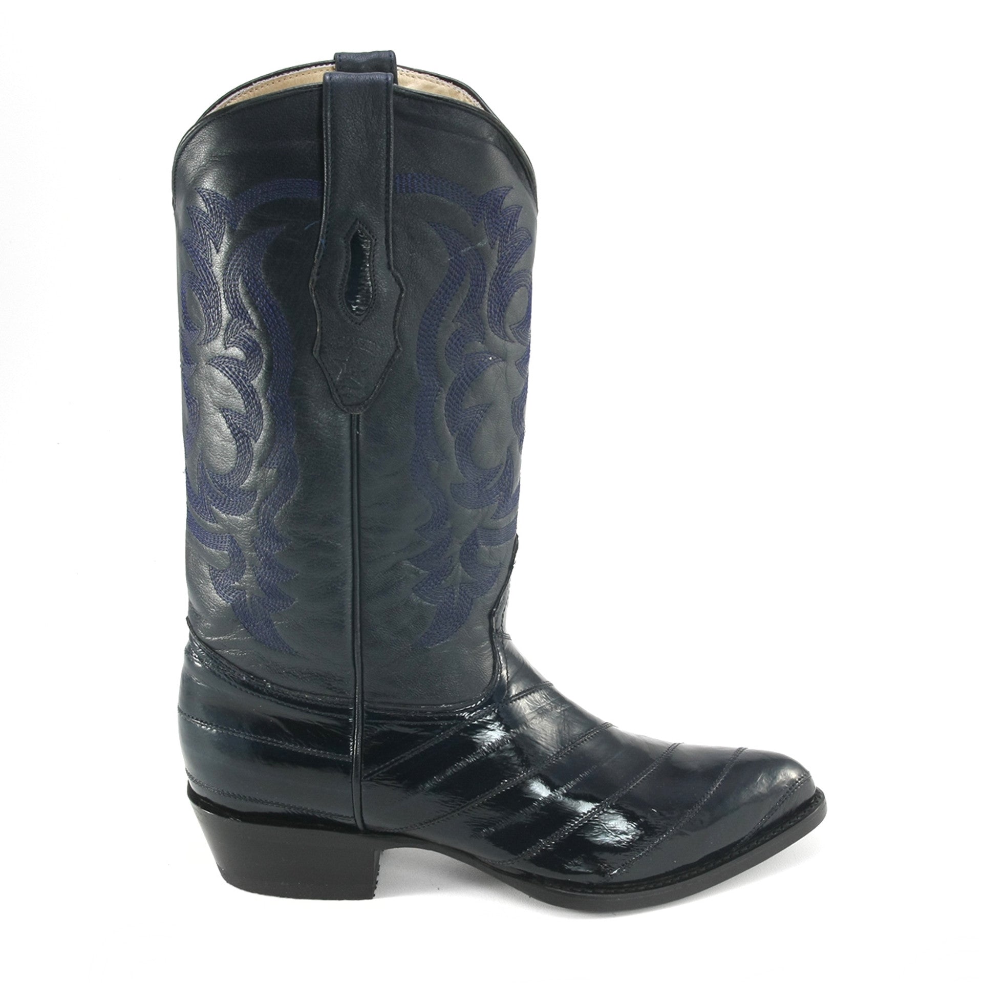 Navy Blue Eel Skin J Toe Boots by Los Altos