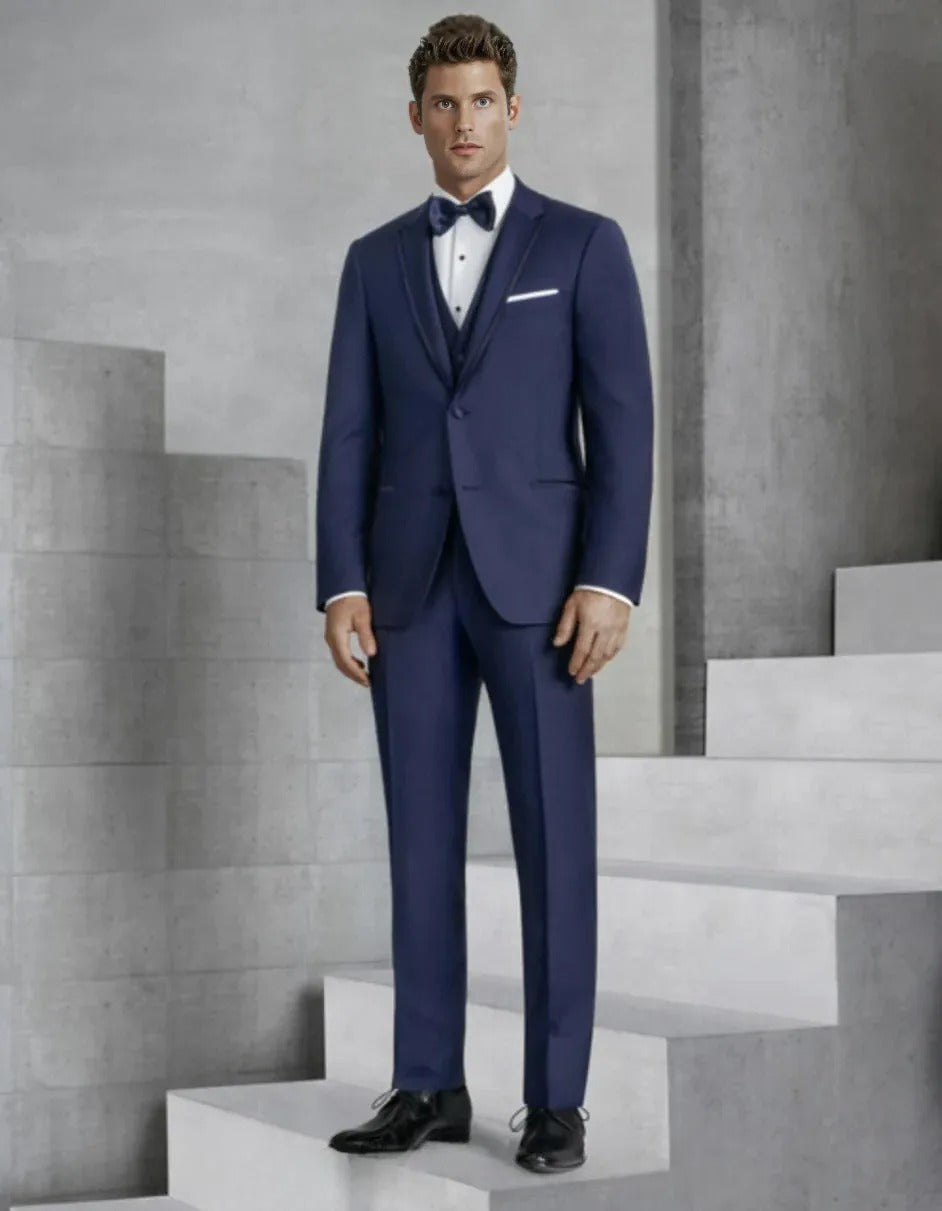 Navy Two Button Slim Fit Tuxedo with Vest