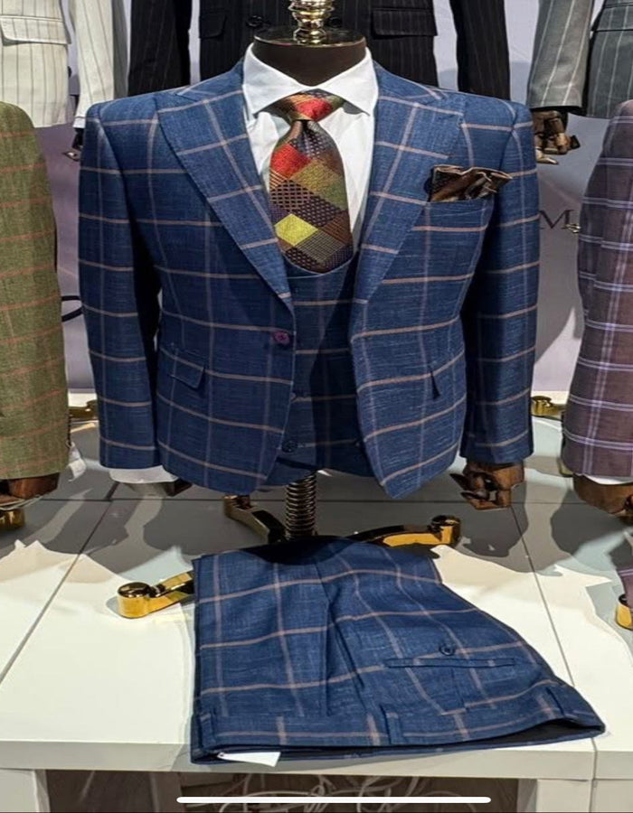 Plaid Double-Breasted Windowpane Suit - Rossiman