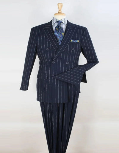 Bold 1920s Pinstripe Suit in Navy