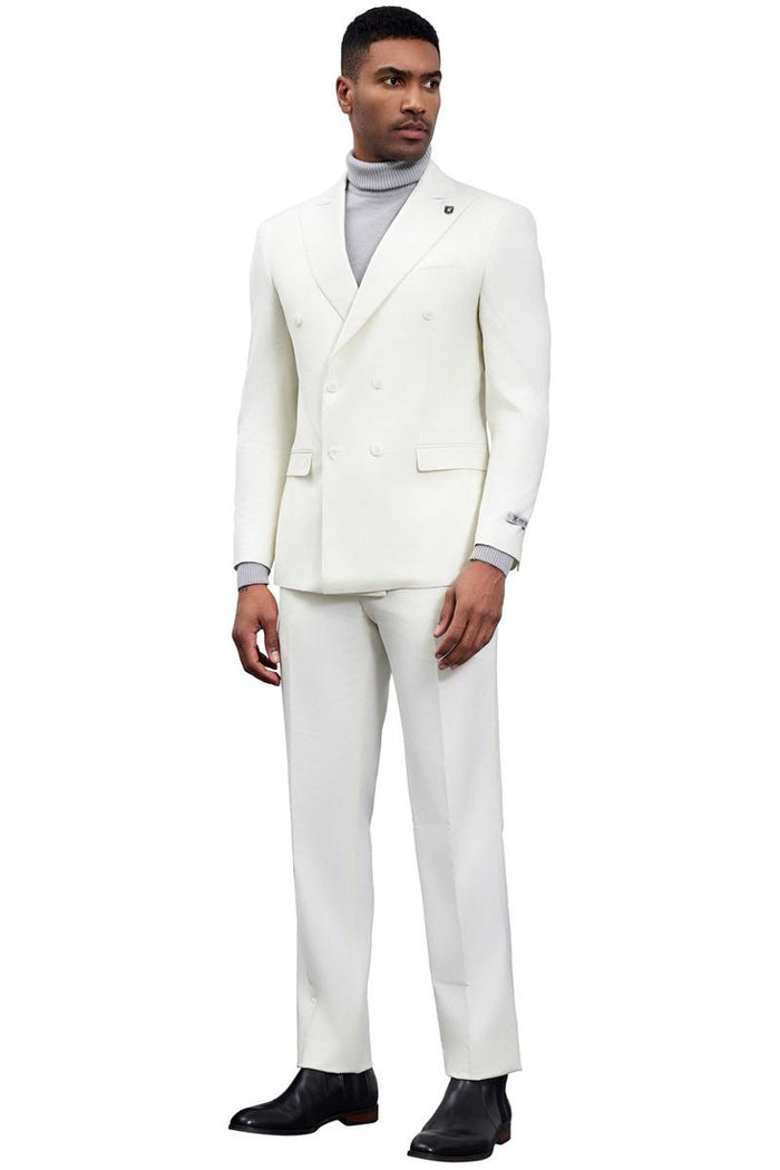 Stacy Adams Ivory Double Breasted Suit