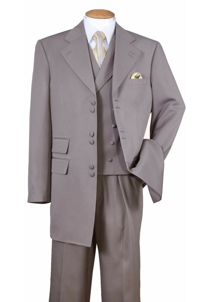 Mens 6 Button Double Breasted Vest Fashion Zoot Suit in Light Brown