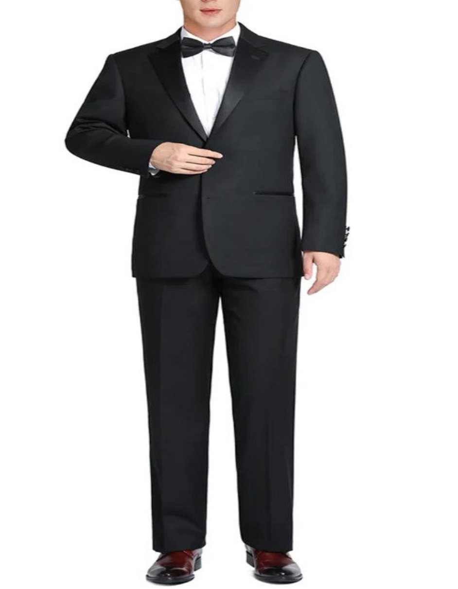 Black Wool Notch Lapel Tuxedo - Classic Fit