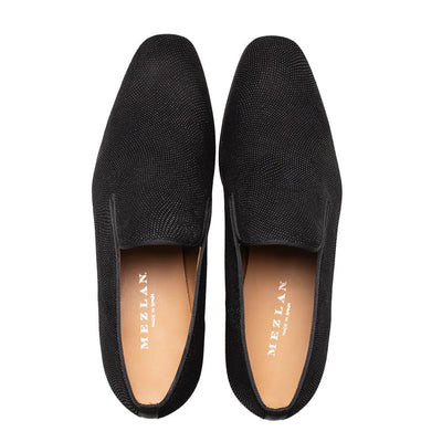 Notte Glass Suede Slip On Black by Mezlan