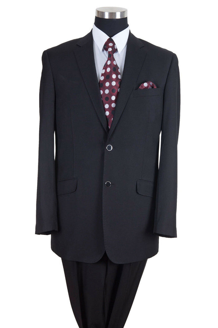 Men’s Black Wool Feel Notch Lapel Suit by Milano Moda