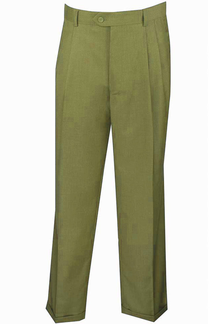 Classic Fit Single Pleat Dress Slacks - Khaki