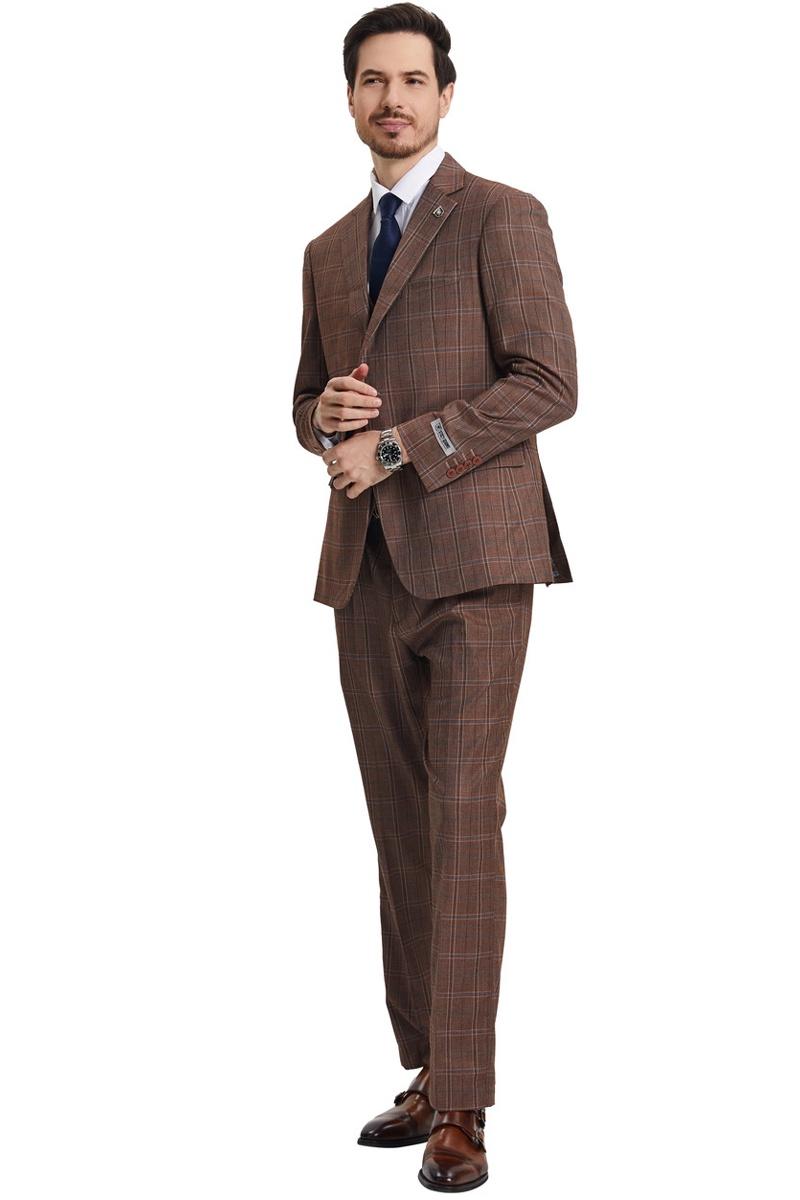 Stacy Adams Modern Fit Windowpane Plaid Suit