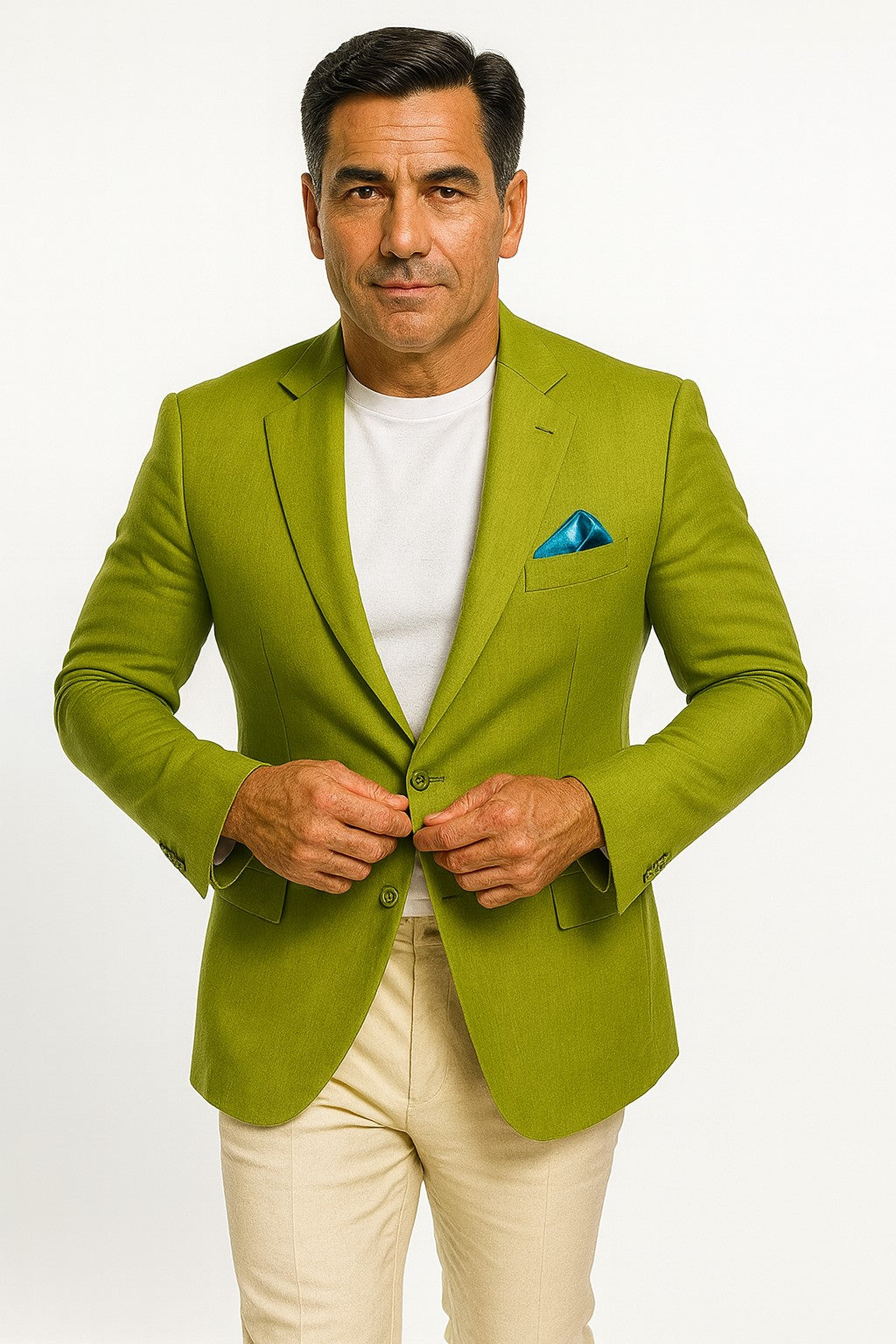 Cotton Blazer - Mens Summer Sport Coat - Light Green Lime Color