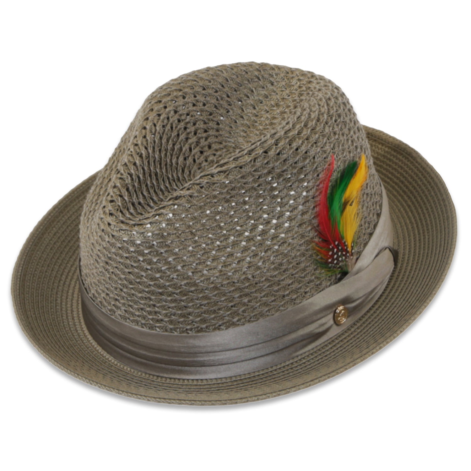 Castor Crushable Straw Fedora Olive