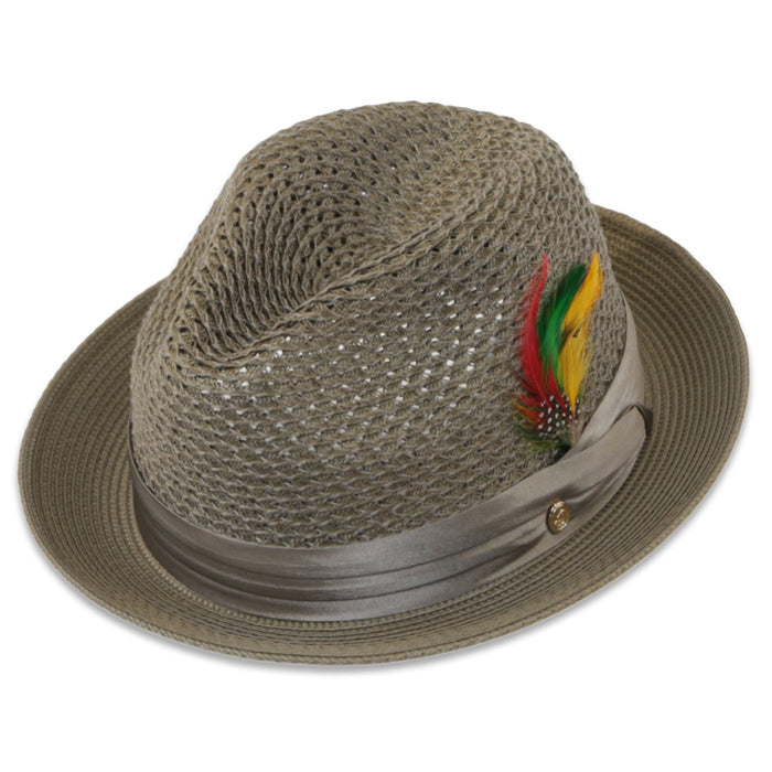 Castor Crushable Straw Fedora Olive