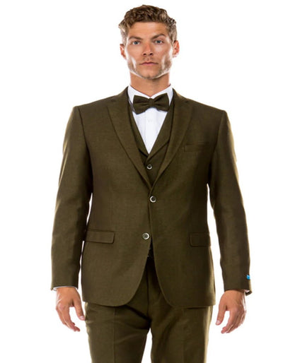 Olive Green 1920s Tweed Vested Suit