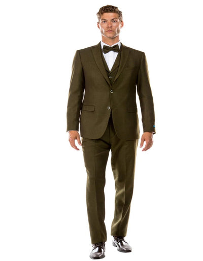 Olive Green 1920s Tweed Vested Suit