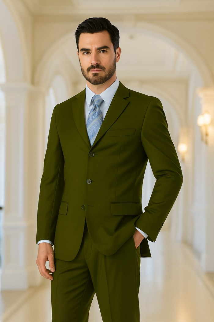 Milano Moda 3-Button Navy Suit for Men