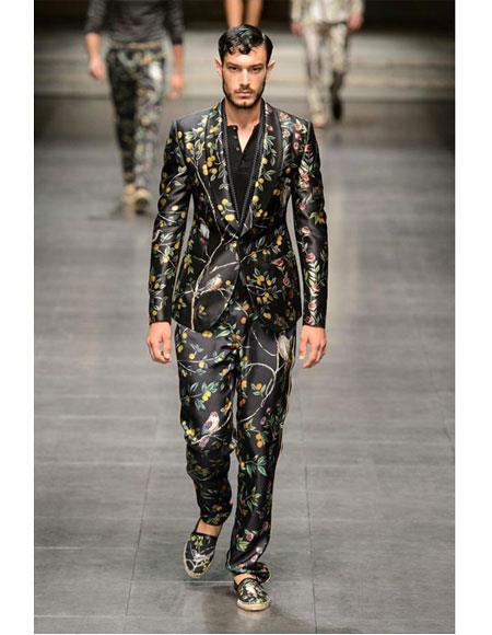 Men's 1 Button Black Fashion Trends Suits