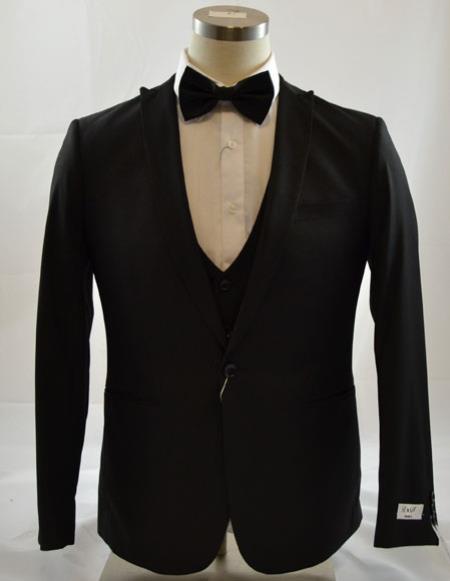 Men's Slim Fit Suit - Fitted Suit - Skinny Suit Men's Black 3 Piece Suits