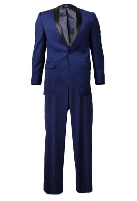 Men's Teal Dark Navy Shawl Lapel Tuxedo Suit