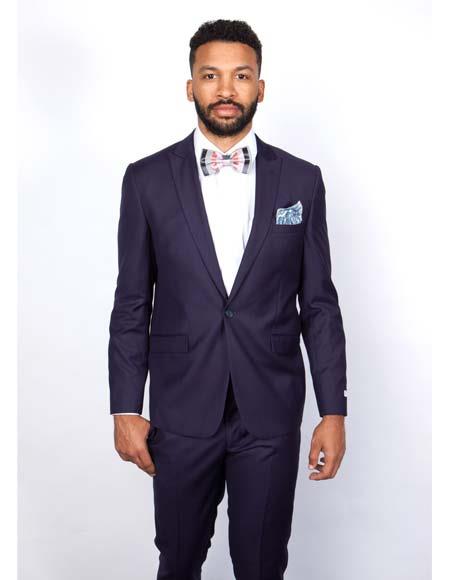 Tapered Plum Wool Slim Suit by Rossiman