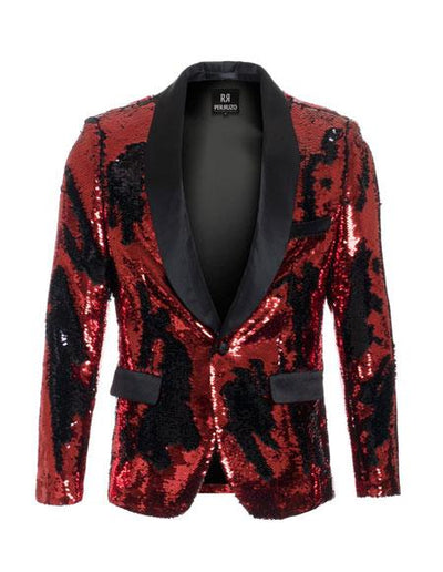 Men's Red ~ Black high fashion sequin Cheap Priced Blazer Jacket For Men