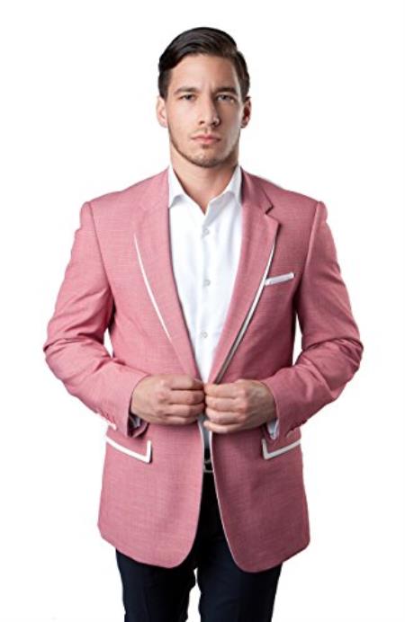 Men's Tazzio 1 Button Slim Fit Salmon Blazer