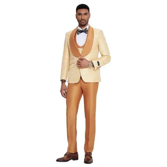 2026 Orange Tuxedo Suit w/ Vest by Tazzio