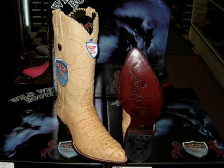 Wild West Oryx Tan ~ Beige Genuine Crocodile ~ World Best Alligator ~ Gator Skin Western Cowboy Dress Cowboy Boot Cheap Priced For Sale Online(D)